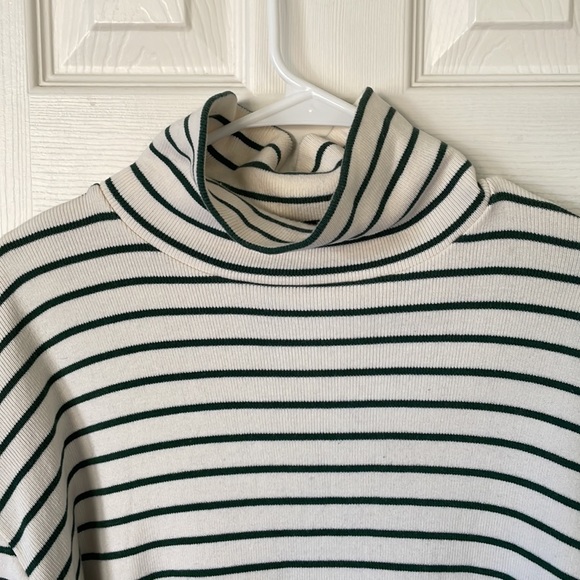 Beams Japan white with green striped turtleneck size Large - Picture 3 of 6